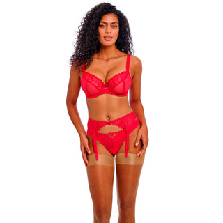 Freya-Lingerie-Loveland-Chilli-Red-Plunge-Bra-AA401002BOC-Brazilian-Brief-AA401071BOC-Suspender-AA401091BOC