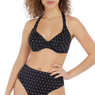 Freya-Swimwear-Jewel-Cove-Black-Diamond-Print-Halter-Bikini-Top-AS7232BLK-High-Waist-Brief-AS7236BLK