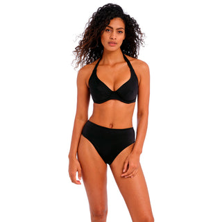 Freya-Swimwear-Jewel-Cove-Plain-Black-Halter-Bikini-Top-AS7232PLK-High-Waist-Brief-AS7236PLK