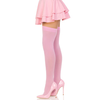 Leg-Avenue-Opaque-Nylon-Thigh-Highs-Pink-6672-Side