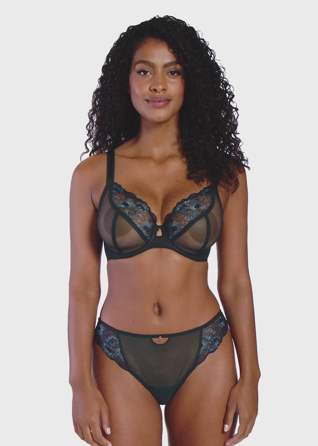 Freya-Lingerie-Loveland-Deep-Emerald-Green-Plunge-Bra-AA401002DPE-Brief-AA401067DPE-Video