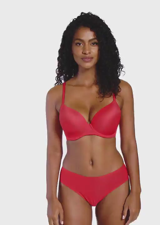 Freya-Lingerie-Undetected-Chilli-Red-Moulded-T-Shirt-Bra-AA401708CRD-Brazilian-Brief-AA401755CRD-Video