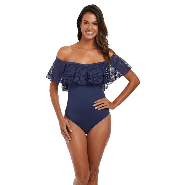 Off the shoulder on sale one piece bathing suit