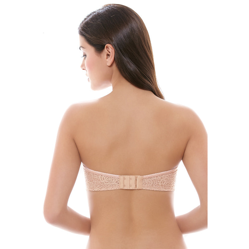 Bandeau Bra in Halo and Ivory Nude with embroidered tulle