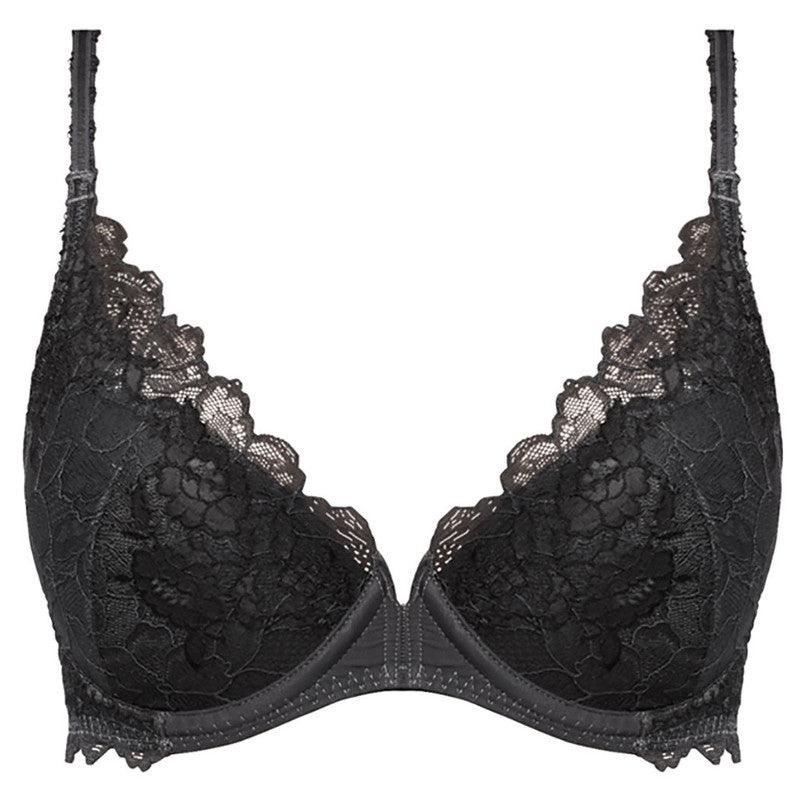 Buy Wunderlove Women's Black Lace Overlay Pushup Underwired Bra (Beige,  Medium) at